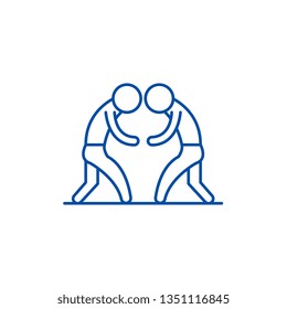 Wrestling line icon concept. Wrestling flat  vector symbol, sign, outline illustration.