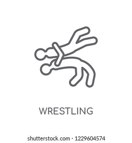 Wrestling linear icon. Modern outline Wrestling logo concept on white background from Professions collection. Suitable for use on web apps, mobile apps and print media.