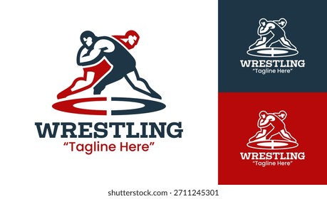 Wrestling Logo Abstract Dynamic Combat Icon
