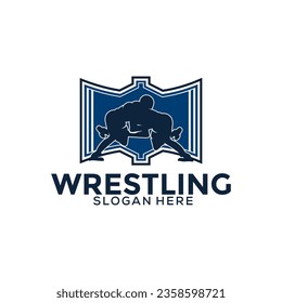 Wrestling logo template, Wrestling Sport logo vector template