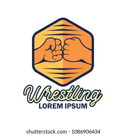 wrestling logo with text space for your slogan / tag line, vector illustration