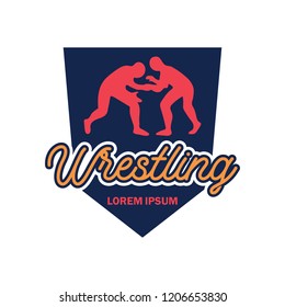 wrestling logo with text space for your slogan / tag line, vector illustration