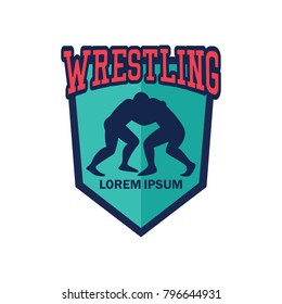 wrestling logo with text space for your slogan / tag line, vector illustration