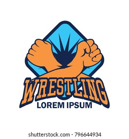 wrestling logo with text space for your slogan / tag line, vector illustration