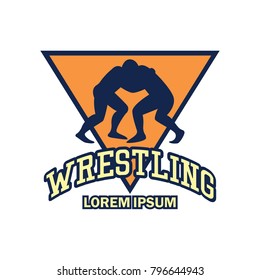 wrestling logo with text space for your slogan / tag line, vector illustration