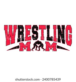 Wrestling Mom design with varsity college style text for wrestling fans and lovers