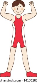 wrestling muscle man with powerful pose