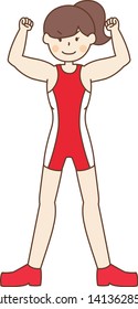 wrestling muscle woman with powerful pose