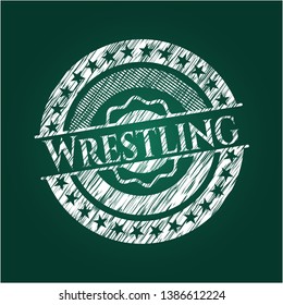 Wrestling on blackboard. Vector Illustration. Detailed.