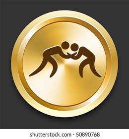 Lucha sobre el botón Dorado de Internet Ilustración Original