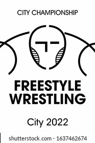 Wrestling poster design. Stylized athlete geometric shapes