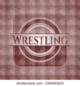 Wrestling red geometric badge. Seamless.