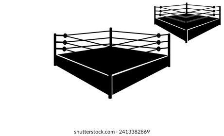 wrestling ring, black isolated silhouette