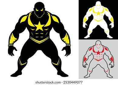 Wrestling Silhouette Icon Vektor: Einzeln auf weißem und schwarzem Hintergrund - Wrestling Logo und Symbol Design Template