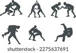 Wrestling silhouettes, Wrestling silhouette set, Wrestling and Boxing silhouette,  Wrestling SVG