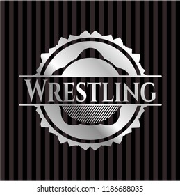 Wrestling silvery shiny badge