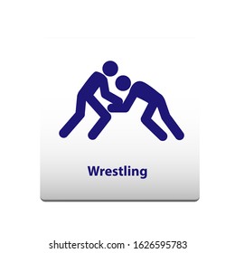 wrestling sport Symbol. stickman solid icon.vector illustration