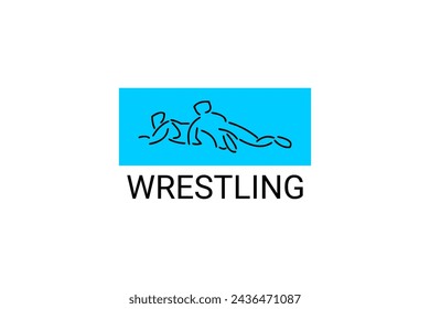 wrestling sport vector line icon. athlete fight with wrestling style sport pictogram, vector illustration.