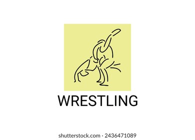 wrestling sport vector line icon. athlete fight with wrestling style sport pictogram, vector illustration.