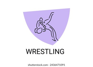 wrestling sport vector line icon. athlete fight with wrestling style sport pictogram, vector illustration.