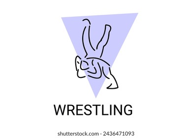 wrestling sport vector line icon. athlete fight with wrestling style sport pictogram, vector illustration.