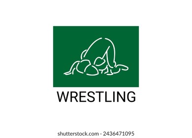 wrestling sport vector line icon. athlete fight with wrestling style sport pictogram, vector illustration.