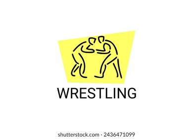 wrestling sport vector line icon. athlete fight with wrestling style sport pictogram, vector illustration.