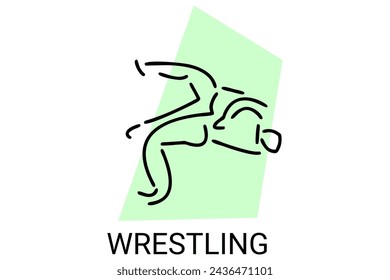 wrestling sport vector line icon. athlete fight with wrestling style sport pictogram, vector illustration.