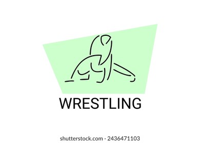 wrestling sport vector line icon. athlete fight with wrestling style sport pictogram, vector illustration.