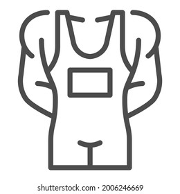 Wrestling, square line vector icon.