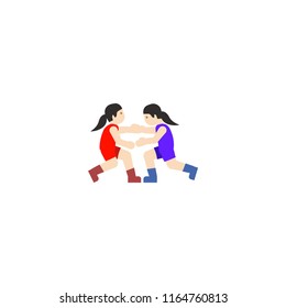 Wrestling vector flat icon. Female wrestlers