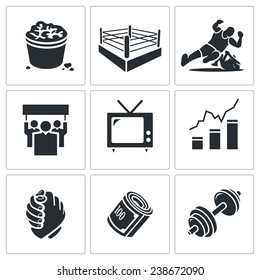 Wrestling Vector Icons Set