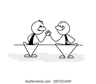 Wrestling. Vector illustration. Stick figures.