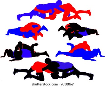 Wrestling vector silhouettes 1