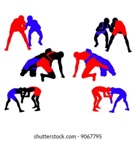 Wrestling vector silhouettes 3