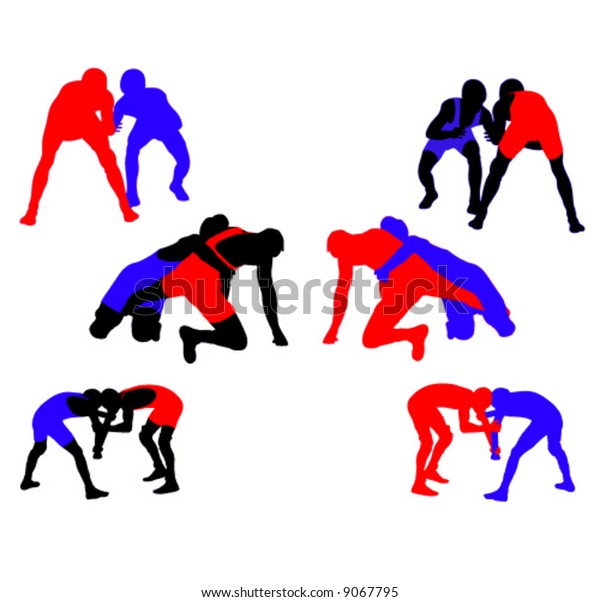 Wrestling Vector Silhouettes 3 Stock Vector (Royalty Free) 9067795