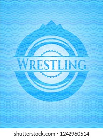 Wrestling water wave emblem background.