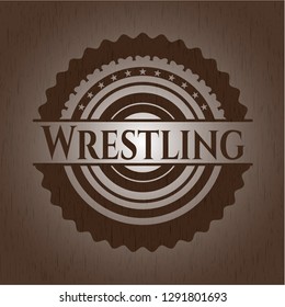 Wrestling wooden emblem. Vintage.