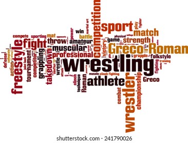 Wrestling word cloud concept. Vector illustration