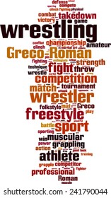 Wrestling word cloud concept. Vector illustration