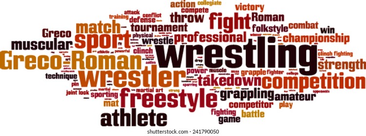 Wrestling word cloud concept. Vector illustration