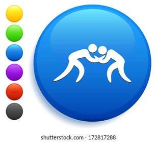 Wreswtling Icon on Round Button Collection