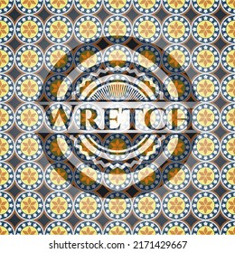 Wretch arabic badge. Arabesque decoration. 