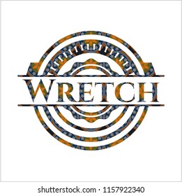 Wretch arabic badge background. Arabesque decoration.
