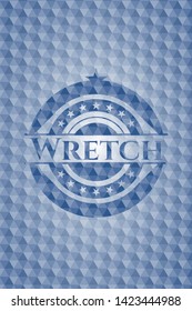 Wretch blue hexagon badge. Vector Illustration. Detailed.