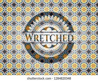 Wretched arabic emblem background. Arabesque decoration.