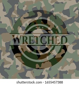 Wretched on camo texture. Vector Illustration. Detailed.