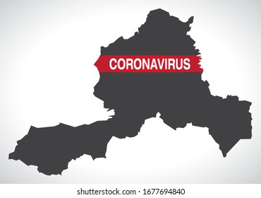 Wrexham WALES UK principal area map with Coronavirus warning illustration