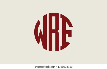 Plantilla de logotipo de marca vectorial de la letra monográfica WRF Circle Emblem Resumen