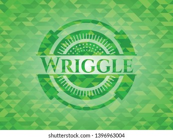 Wriggle realistic green emblem. Mosaic background. Vector Illustration. Detailed.